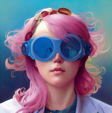 portrait of fantasy girl with googles