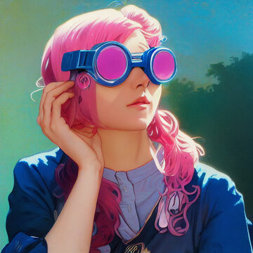 portrait of fantasy girl with googles