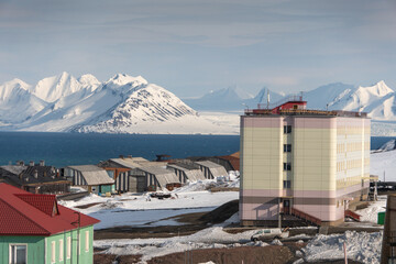 Obraz na płótnie Canvas Barentsburg, russian village in Spitsbergen Island, Svalbard