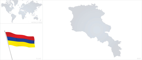 Obraz premium Armenia map and flag. vector