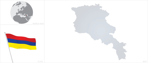 Obraz premium Armenia map and flag. vector