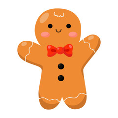 Holiday gingerbread man cookie icon.