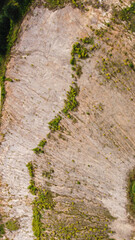 Aerial view of the mining quarry. Industrial landscape sand and desert.