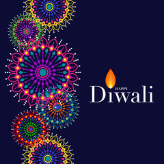 Happy Diwali, Deepavali or Dipavali the Indian festival Celebration flat design.