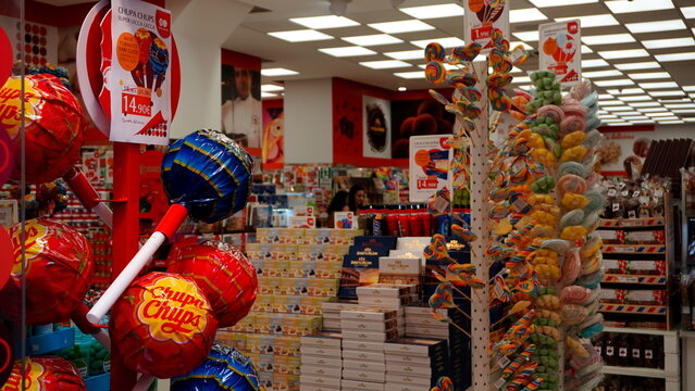 Rome, Italy - September 07, 2019: Showcase and entrance to an ODStore store in Rome. "Sweet and savory outlet" founded in 2014 by the entrepreneur from Brescia Mauro Tiberti