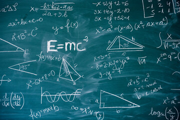 Blackboard with math lesson written on it