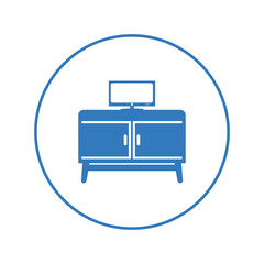 Television desk cabinet furniture icon | Circle version icon |