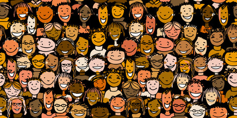 Fototapeta premium Group of people, community. Social network. Team of employees. Seamless pattern background for your design. Vector illustration