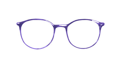 Fototapeta premium Hand-painted Watercolor violet glasses illustration Watercolor hipster accessories set, isolated on white background. Hipster clothes, accessories, cute drawing clipart elements cutout. 