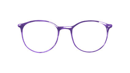 Fototapeta premium Hand-painted Watercolor violet glasses illustration Watercolor hipster accessories set, isolated on white background. Hipster clothes, accessories, cute drawing clipart elements cutout. 