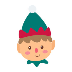 Santa claus elf round face head icon.