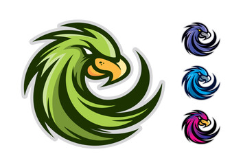 Logo of a aggressive bird parrot hawk for a sport or egames team