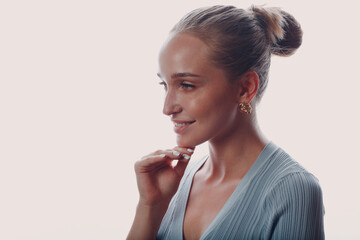 Adult young woman smile portrait in studio