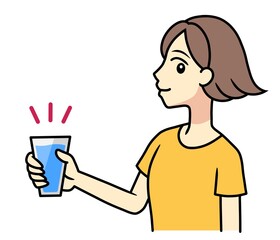 A young woman with a glass of water