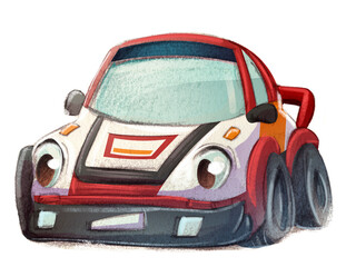 Drawing of a racing car with face and expression - 527127795