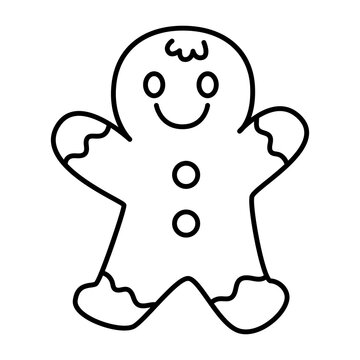 Holiday gingerbread man cookie line icon.