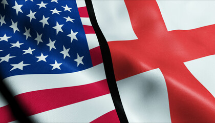 United States of America and England Merged Flag Together A Concept of Realations