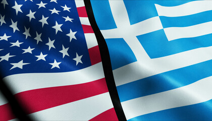 United States of America and Greece Merged Flag Together A Concept of Realations