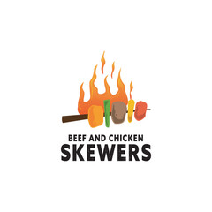 beef and chicken skewers logo design