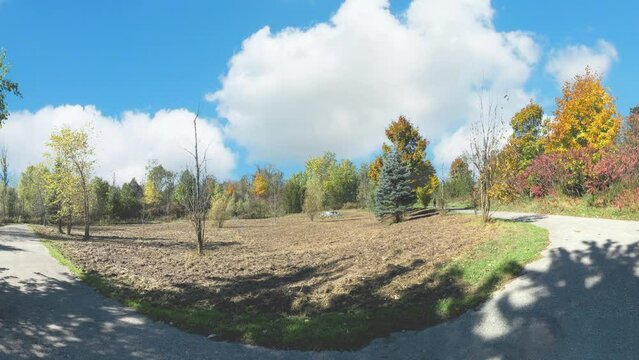 Autumn panorama with a plowed field