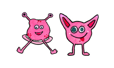 Pink monster cartoon for Halloween