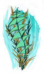 Abstract foliage , sketch - digital painting