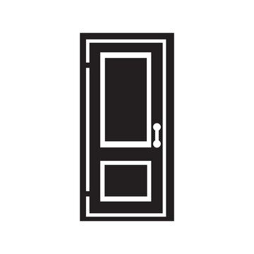 Wooden furniture house door icon | Black Vector illustration |