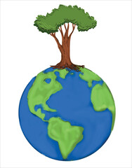 tree over the world drawing vector