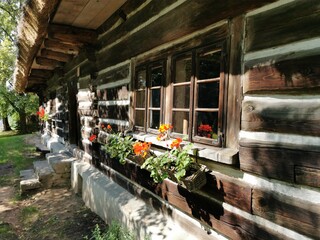 Fototapeta Skansen w Wygiełzowie, budownictwo regionalne w Babicach, stare domy obraz