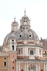 Fototapeta na wymiar Santa Maria di Loreto Church Exterior Detail with Dome in Rome, Italy