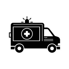 Emergency vehicle medical ambulance icon | Black Vector illustration |