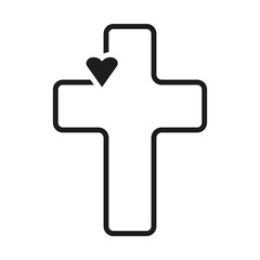 Cross heart icon in flat style. Health care. Vector illustration. Stock image.
