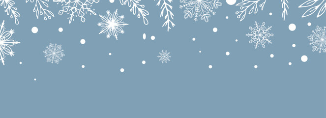 Beautiful set of white snowflakes botanical elements for winter design. Collection of Christmas New Year elements. Frozen silhouettes of crystal snowflakes. The apartment has a modern design wallpaper