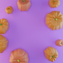 Happy Halloween celebration background with Orange Pumpkins. 3d illustration for holiday greeting card, invitation, calendar poster.