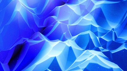 Beautiful abstract 3D surface with glitter sparkles, abstract 3d waves on surface. Blue gradient, soft matte material with light inner glow. 3d render