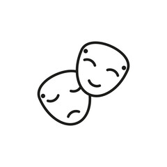 Black theatrical masks icons. Happy face. Smile icon. Vector illustration. Stock image.