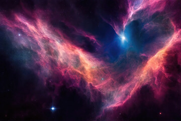 Obraz premium Space cosmic background of supernova nebula and stars, glowing mysterious universe