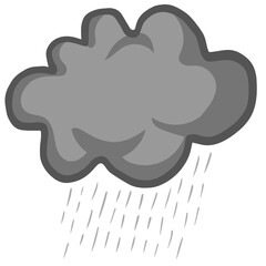 Grey Cloud Rain Doodle Drawing Icon Illustration Art Design Template Vector