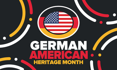 German-American Heritage Month. Happy holiday celebrate annual in October. Germany and United States flag. Culture month. Patriotic design. Poster, card, banner, template. Vector illustration