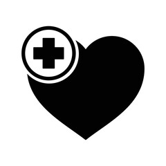 Medical health heart love icon | Black Vector illustration |