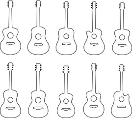 Naklejka premium collection of acoustic guitar icons