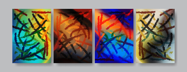 Set Of Art Brush Cover Design In A4 Size Template Design For Poster Design, Flayer, Social Media Promotion And Advertising