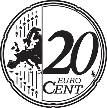 20 cent euro coin vector design handmade silhouette
