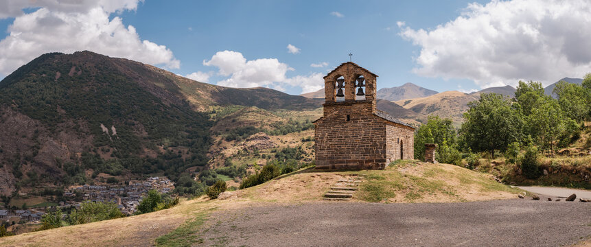 Romanesque hermitage of Sant Quirc de Durro, Vall de Boi. Catalonia, Spain. UNESCO World Heritage Site