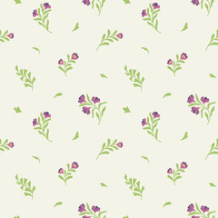 Trendy flowers seamless pattern. Small vector floral background illustration. Spring floral texture for fabric, fashion print and wallpaper.