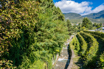 Beautiful landscape with a view of a mountain stream - Veyras, Switzerland