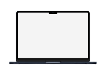 Macbook air midnight notebook with m2 chip, midnight color empty screen laptop computer design vector stock.	