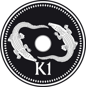 New Guinea Coin With Crocodile Handmade Design Vector