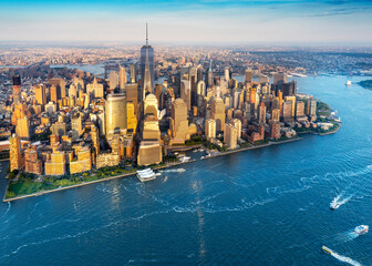 Aerial View of Manhatten Skyline..Manhatten,New York City,.North America,.USA
