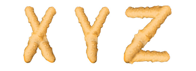 Letters X, Y, Z made of mounting construction foam